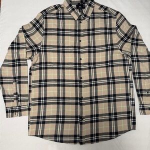 H&M Beige and Black Plaid Men's Shirt